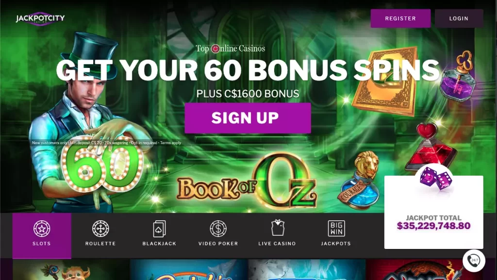 Jackpot City 60 Free Spins