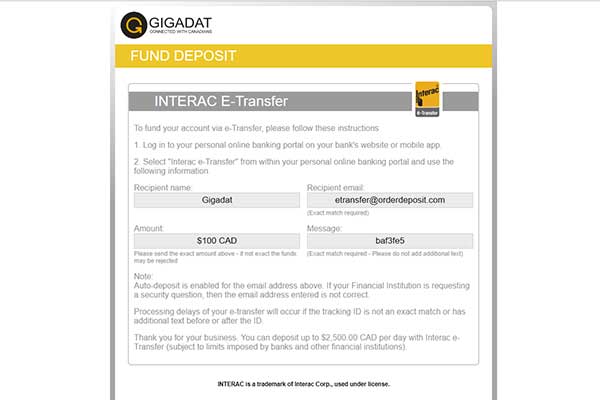 INterac eTransfer casino