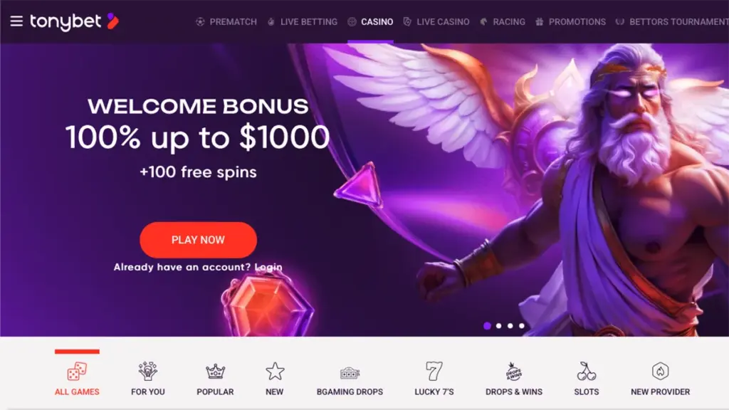TonyBet Casino Welcome Bonus