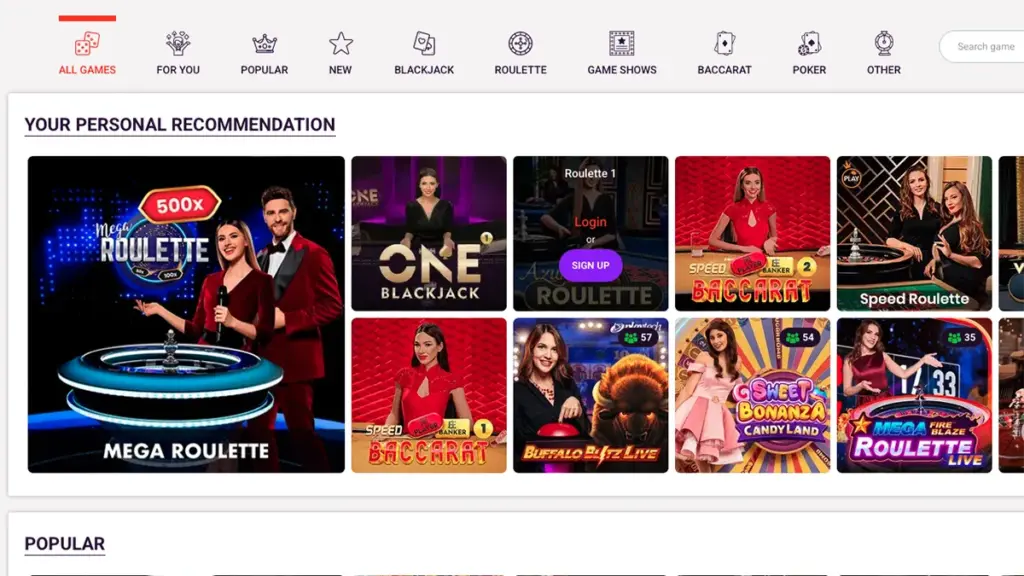 TonyBet Casino Live Dealer Games