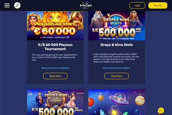 Galaxyno Casino promotions