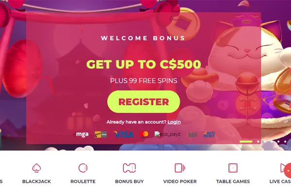 Maneki Casino welcome bonus 