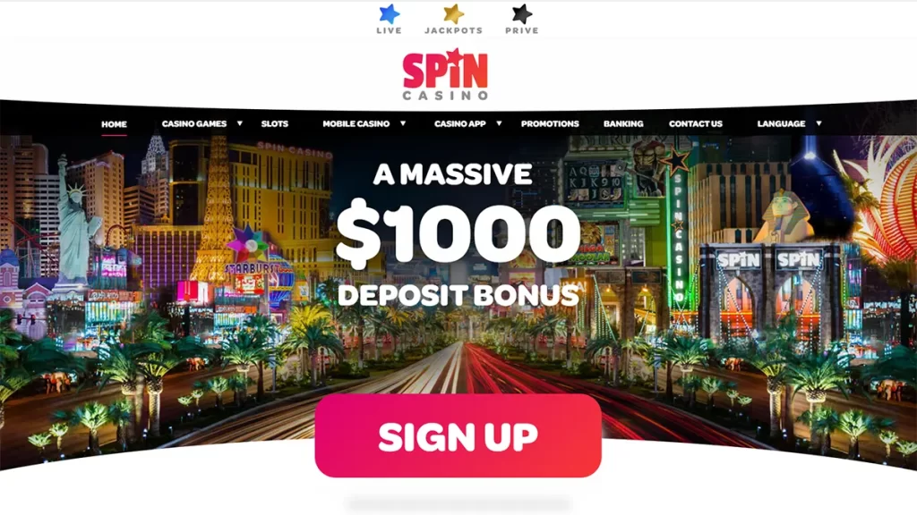 Spin Casino Homepage CA
